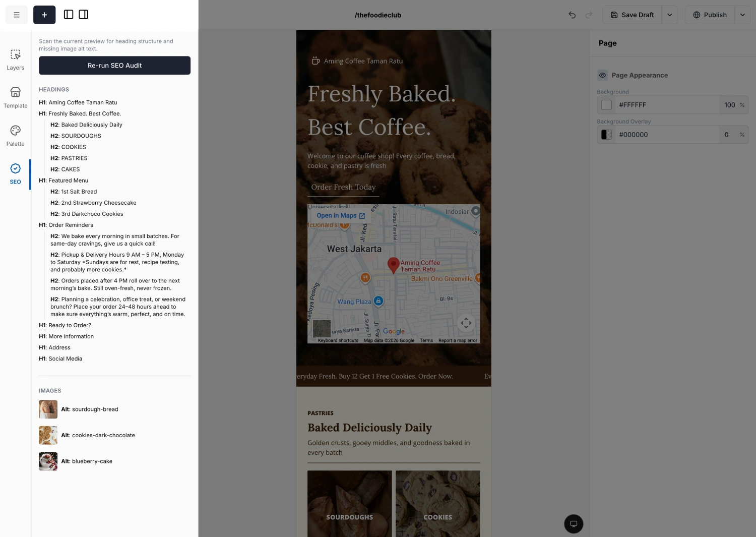 An SEO audit result