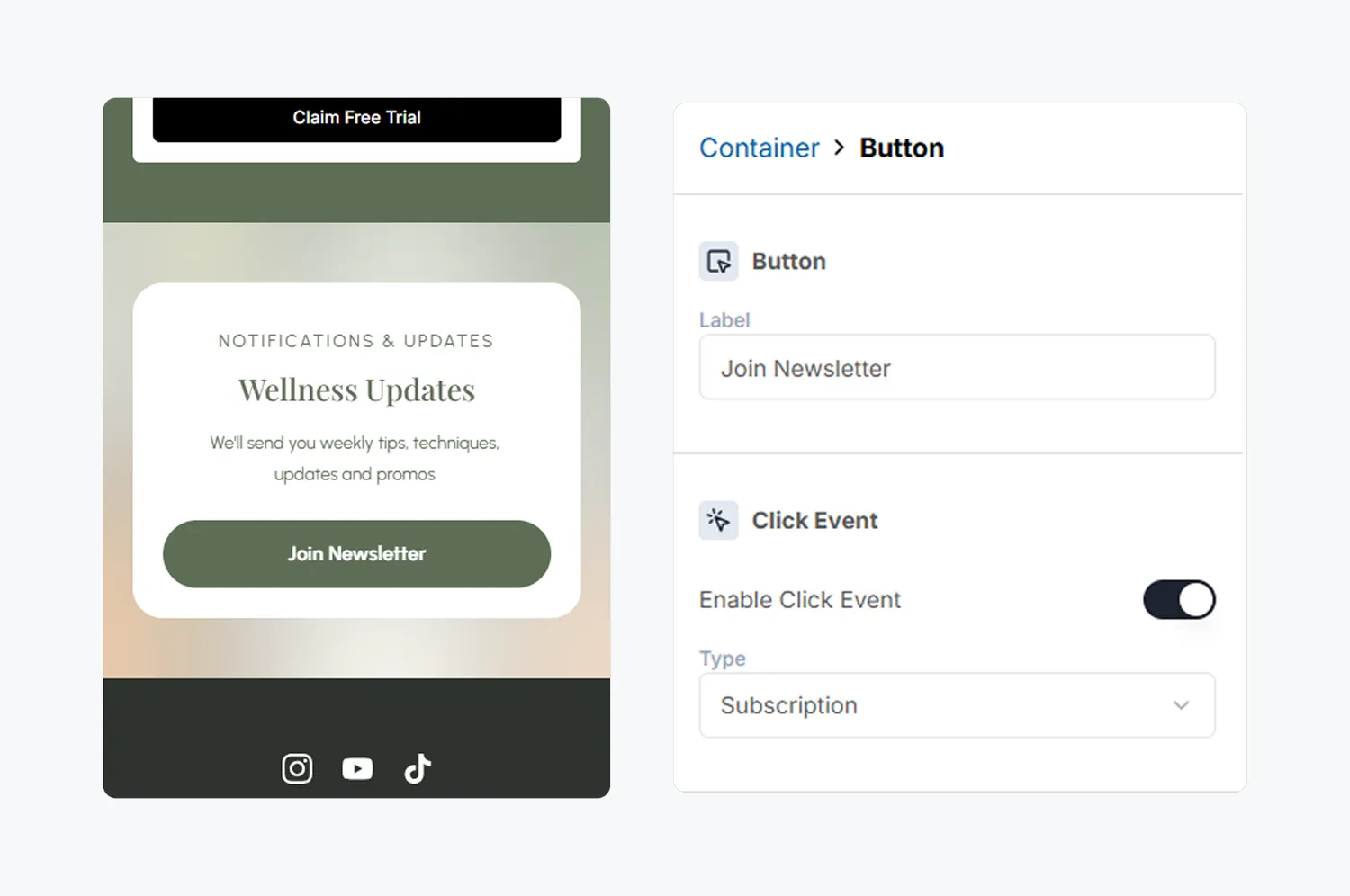 Example subscription nudge layout