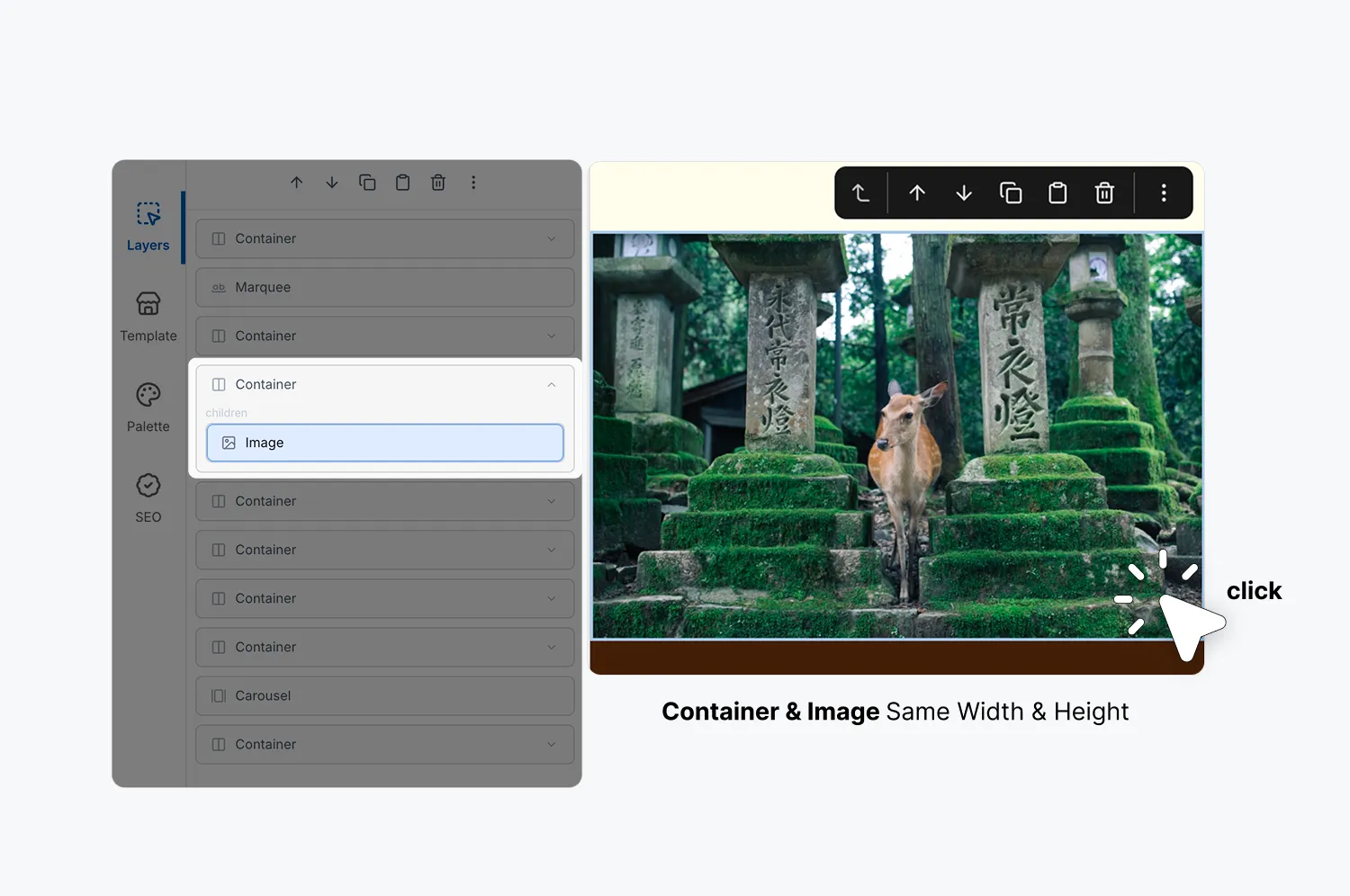 Selecting the Image inside a Container instead of the Container itself